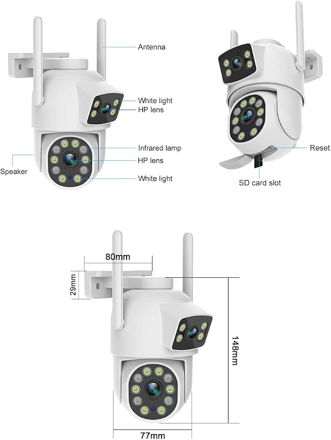 EVERSECU Dual Lens Linkage 6MP WiFi PTZ Security Camera Outdoor, 360° View - Image 9