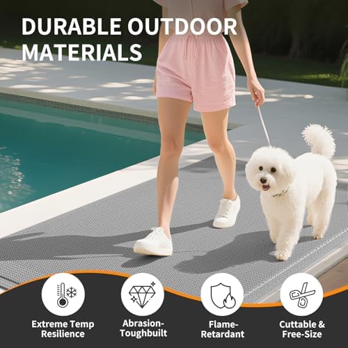 Front Door Mat Outside Entrance Drainage Doormat Grey 20"x31" - Image 5