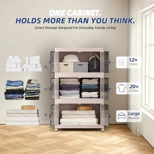 SAILUN 348Qt Stackable Storage Bins, Storage Cabinet a Lid - Image 5