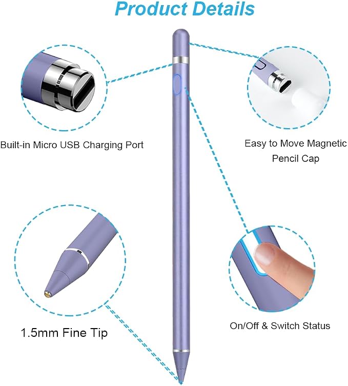 DOGAIN Active Stylus Pen for Touchscreen, iPad Pencil 1.5mm Fine Point Pen - Image 2