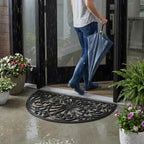 Kempf Rubber Scroll Doormat Half Moon Mat, Indoor Outdoor Entrance Mat - Image 3