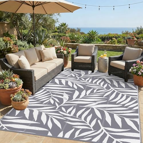 Smiry Outdoor Rug 9x12 ft Waterproof Reversible Leaf Mat by Smiry