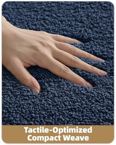 Color&Geometry Oval Blue Bathroom Rugs 36x24, Extra Soft Absorbent Microfiber - Image 5