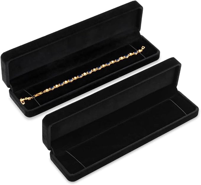 iSuperb Set of 2 Velvet Necklace Box Long Bracelet Box Display Chain Jewelry - Image 6
