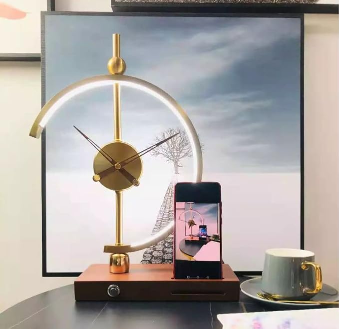 'Golden Time' Clock | Table Lamp | Qi Wireless and USB Charger - Image 3