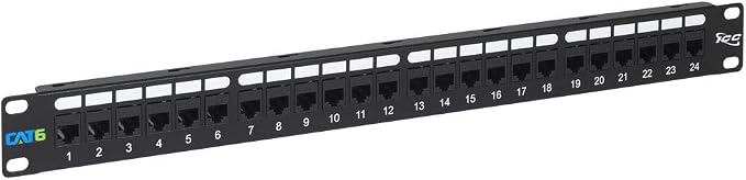 ICC CAT6 Feed-Through Patch Panel, 24 Port, 1U Rackmount, RJ45 Ethernet Patch by ICC