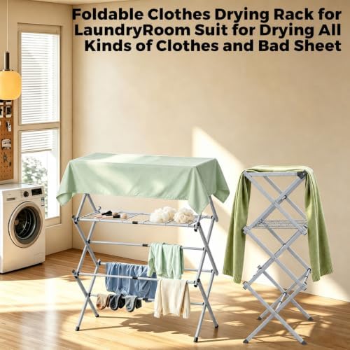BAKON Space Saving Foldable Clothes Drying Rack, Extendable Rustproof Laundry - Image 4