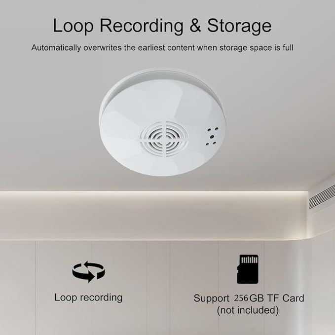 4K Ultra WiFi Hidden Camera, Smoke Detector Shaped Cameras - Image 9