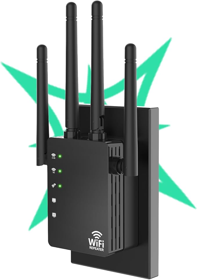105-Device Compatible WiFi Extender Signal Booster, WiFi Extender, 12880 Sq.Ft by GEYILO