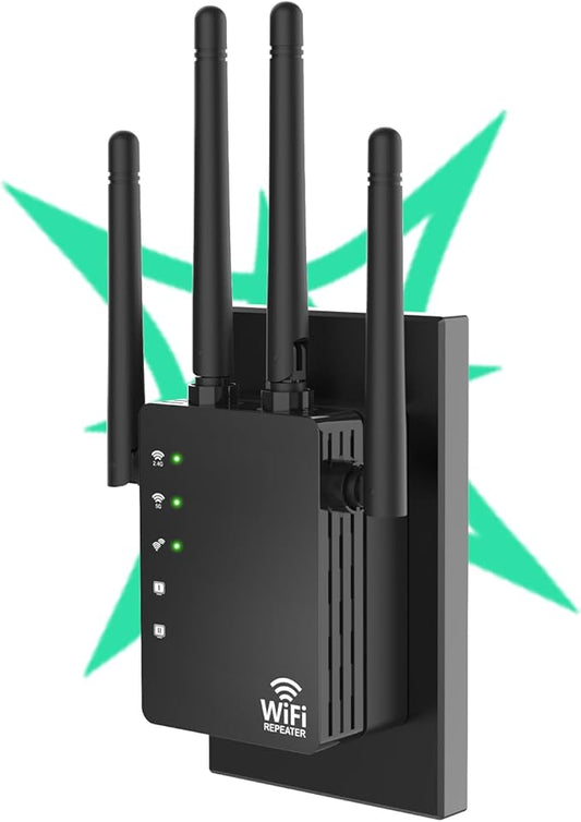 105-Device Compatible WiFi Extender Signal Booster, WiFi Extender, 12880 Sq.Ft by GEYILO