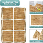Sorbus Interlocking Wood Grain Foam Floor Tiles - Image 6