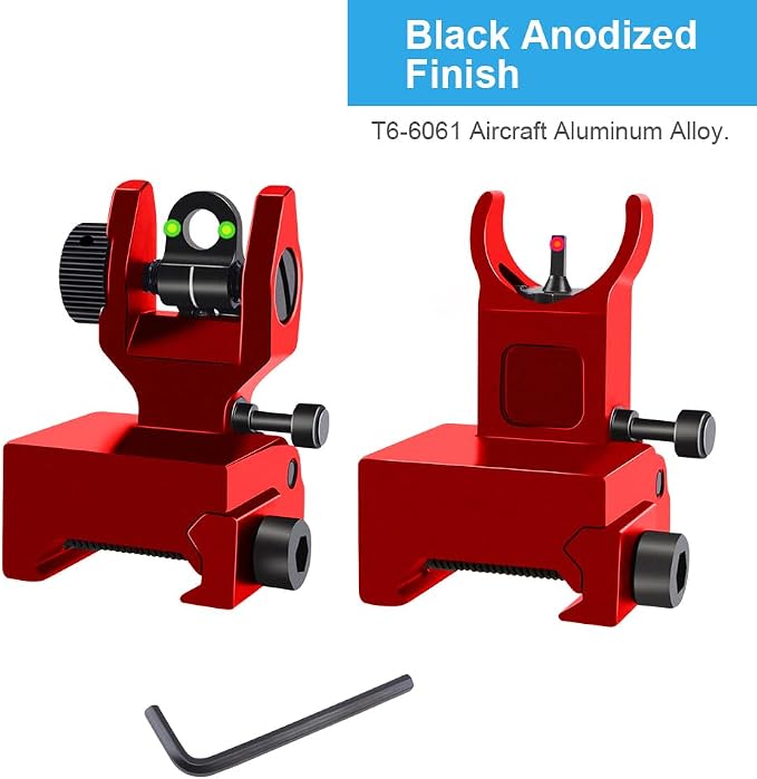 Fiber Optic Flip Up Iron Sights Picatinny Rail Mounted Front and Rear Backup - Image 2