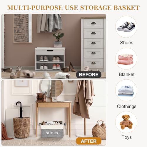 Lukeline Fabric Shoe Basket for Entryway, Hallway or Mudroom - Image 4