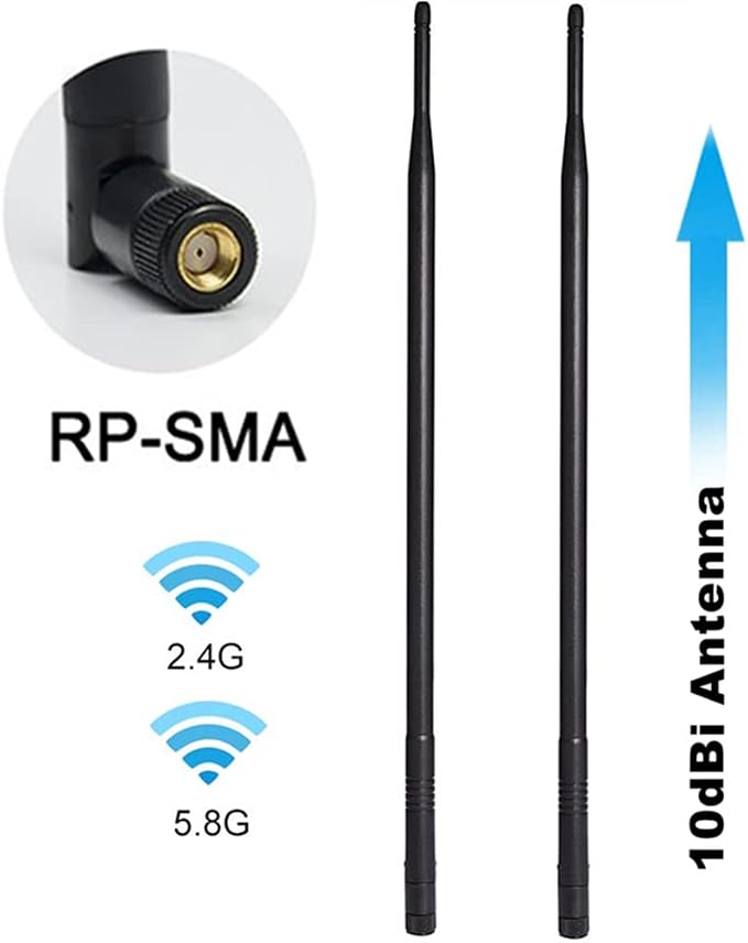 1.3ft 2x 10dBi WiFi Bluetooth Antenna 2.4GHz/5GHz/5.8GHz Tri-Band Omni - Image 2