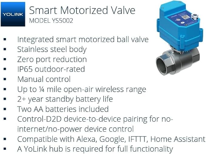 YoLink 1/2" Commercial Grade Smart Motorized Stainless Steel Ball Valve LoRa - Image 2