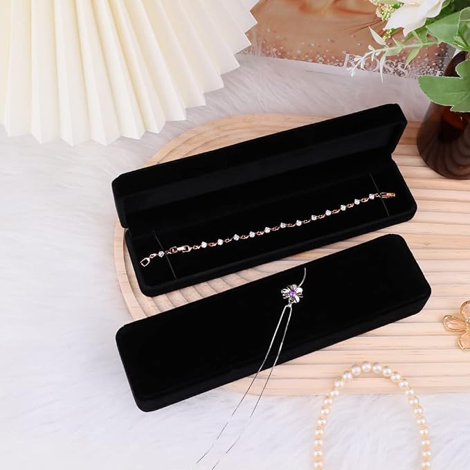 iSuperb Set of 2 Velvet Necklace Box Long Bracelet Box Display Chain Jewelry - Image 5