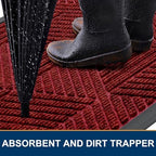 Smiry Front Door Mat Outside Entrance, Low Profile Rubber Doormat - Image 3