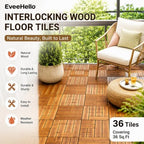 36 PCS Hardwood Interlocking Patio Deck Tiles, Porch & Poolside - Image 5