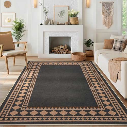 GarveeHome Large Easy Jute Rugs 10x13 Living Room Rug Modern Bordered Solid Rug - Image 3