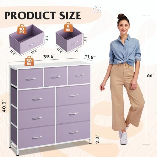 WLIVE Tall Dresser for Bedroom, 9 Drawer Chest of Drawers - Image 3