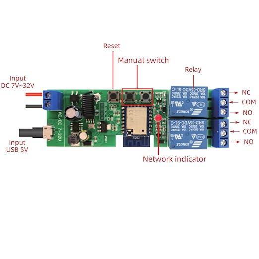 Updated WiFi Wireless Smart Switch Inching Self-Locking Relay Module, Set - Image 3
