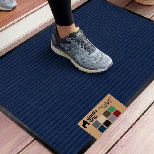 GORILLA GRIP Traffic Guard Indoor Outdoor Heavy Duty Door Mat, 35x23 Blue by GorillaGrip