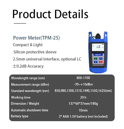 TLT-15D FTTH Loss Test Kit, 200x Mini Scope, 800~1700nm Fiber Optic Power Meter - Image 4