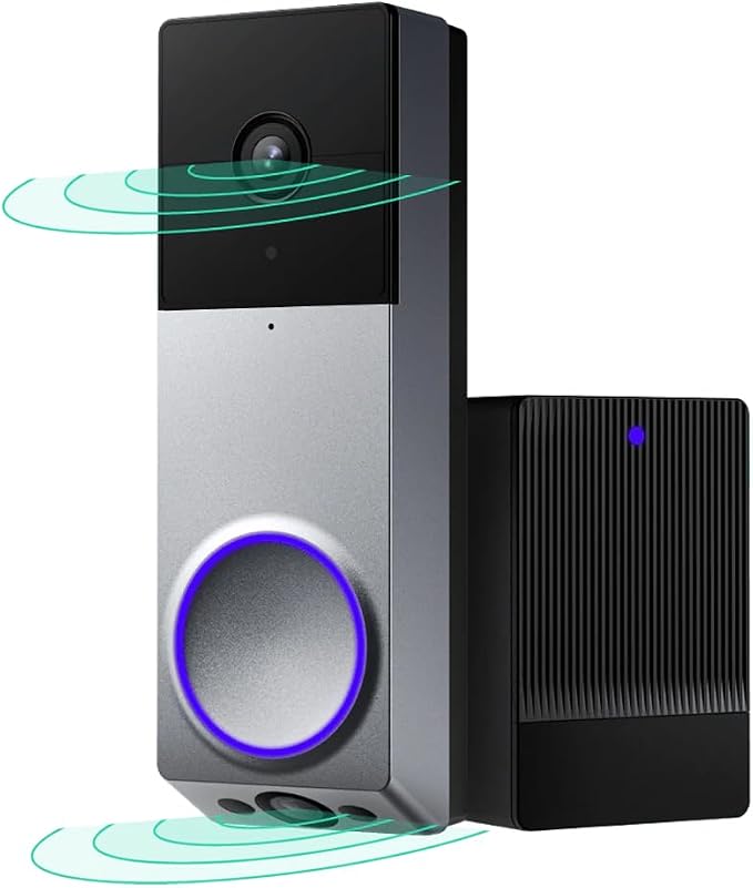WYZE Wireless Duo Cam Video Doorbell, Battery Powered, 2K Full HD Video by Amazon+Renewed