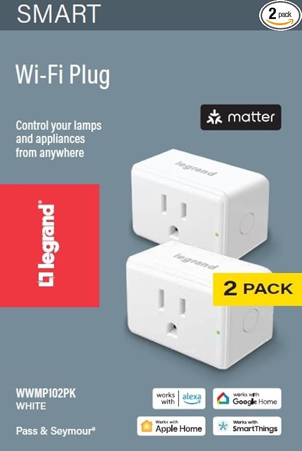 Legrand Radiant® Wi-Fi Matter Smart Plug Matter Hub Required 15A, Easy Setup by Legrand-PassSeymour