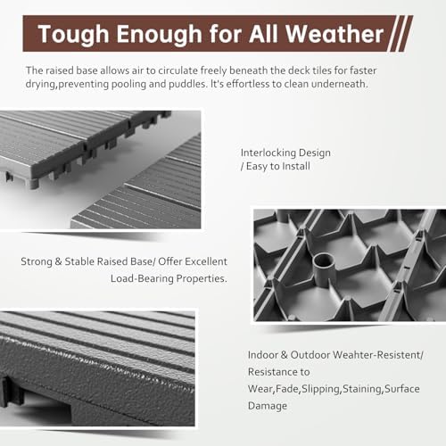 EchoDeck Interlocking Deck Tiles, 44 Pack Patio Tiles Outdoor Interlocking All - Image 4