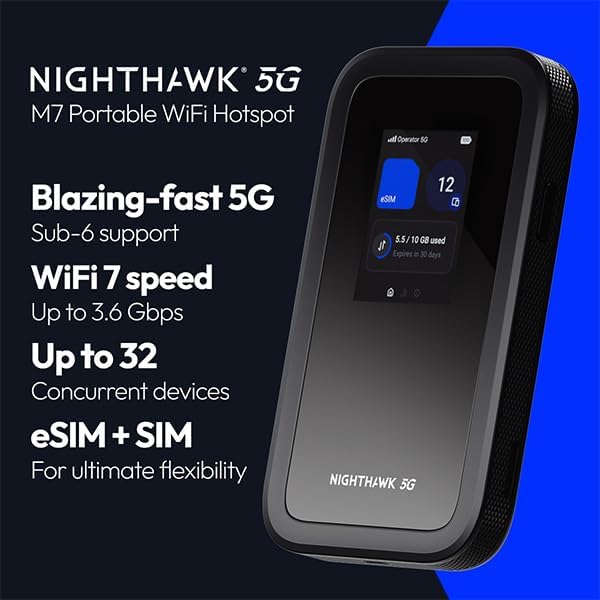 NETGEAR Nighthawk 5G Mobile Hotspot M7 | eSIM or SIM | Portable WiFi 7 Router - Image 2