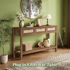 SUPERJARE Rattan Console Sofa Table - Image 3