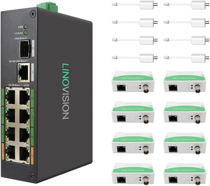 LINOVISION Industrial 8-Port EOC & POE Switch by LINOVISION%C2%AE