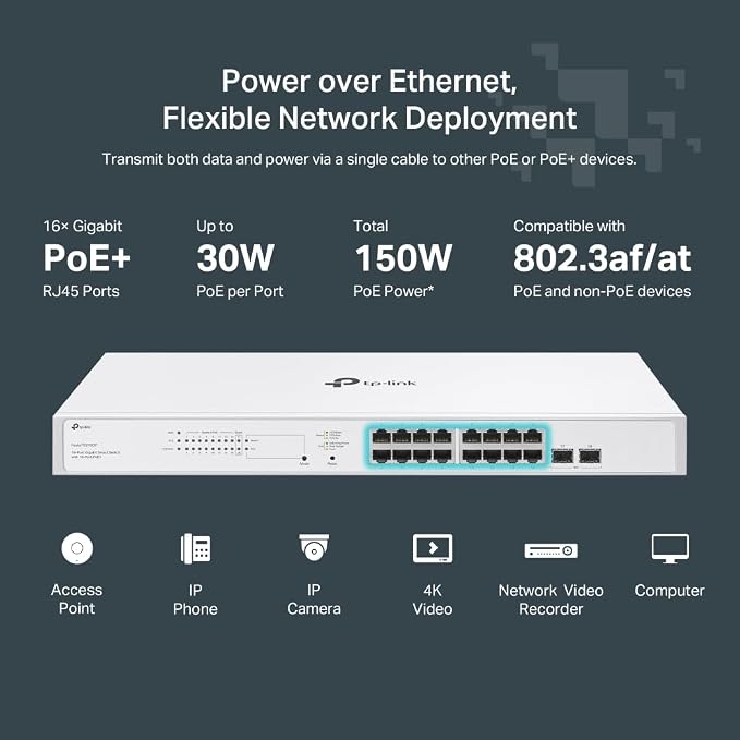 TP-Link Festa FS318GP 18 Port Gigabit Smart Managed PoE Switch 16 PoE+ Port - Image 4