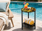 2-Tier Metal Round Side Table Accent Coffee Tables Small Space Corner Plant - Image 7