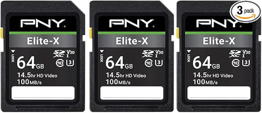 PNY 64GB Elite-X Class 10 U3 V30 SDXC Flash Memory Card by PNY