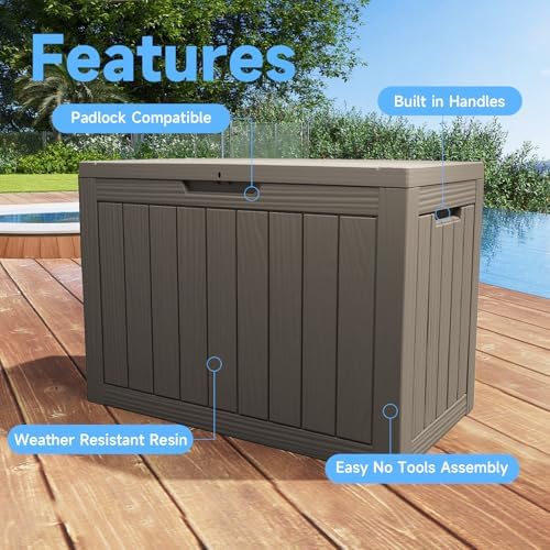 55 Gallon Outdoor Storage Box Waterproof, UV Resistant Resin Deck Box - Image 3