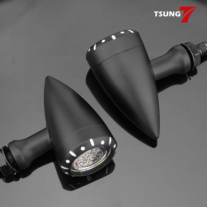 TSUNG 2PCS Motorcycle Bullet LED Front Turn Signal White Amber Light SMD - Image 7