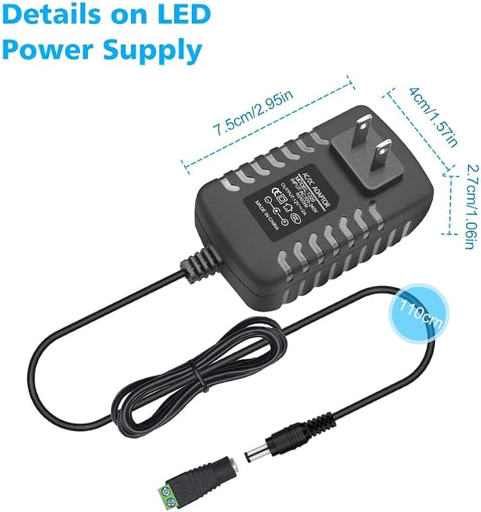 12V LED Strip Power Supply, 2A 24W Power Adapter, 12V Power Supply - Image 2