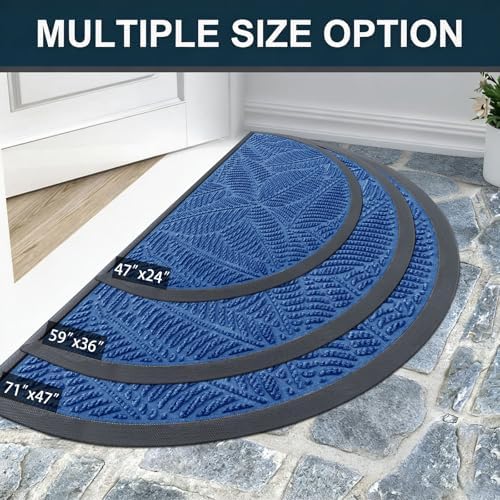 Colorxy Half Circle Waterproof Door Mat, Sturdy Rubber Doormat - Image 7