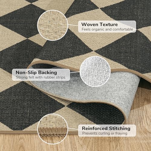 Lessymo Kitchen Runner Rug 2x6, Checkered Jute Rugs Washable Non Slip - Image 7