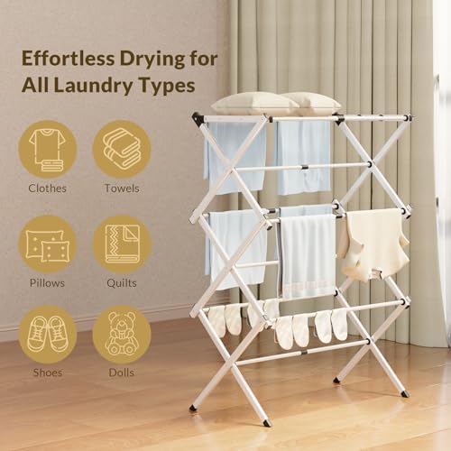 Clothes Drying Rack Collapsible, Heavy Duty Foldable Laundry Rack - Image 3