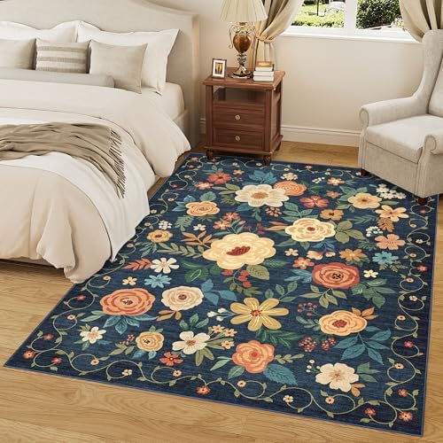 DUKINO 5x7 Area Rug Floral Washable Rug - Image 6