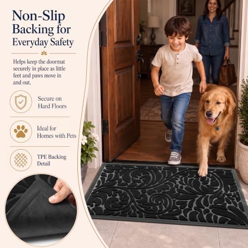 Yimobra Extra Large Front Door Mat, Floral Outdoor Mat - Image 4