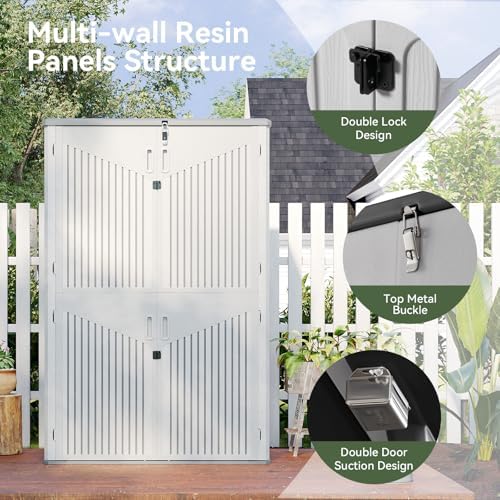 Aoxun Outdoor Storage Shed, 64 Cu.Ft Vertical Resin Sheds - Image 2