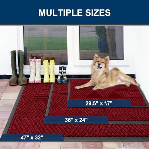 Smiry Front Door Mat Outside Entrance, Low Profile Rubber Doormat - Image 2