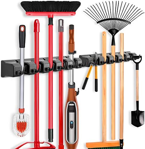 IMILLET 2 Pack Mop and Broom Holder, Wall Mount Organizer Storage Tool Rack by IMILLET