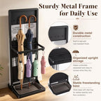 Wet Umbrella Stand with Bag Holder, Entryway Organizer with Drip Tray - Image 4