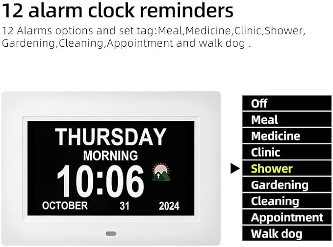 Dementia clock for seniors, 3 main interfaces, automatic dimming, digital - Image 2