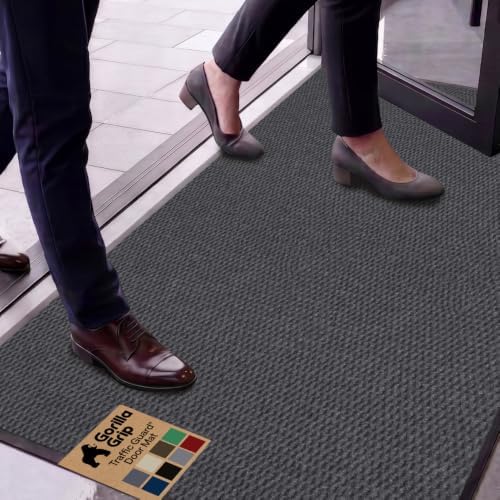 GORILLA GRIP Traffic Guard Indoor Outdoor Heavy Duty Door Mat, 60x36 Gray by GorillaGrip